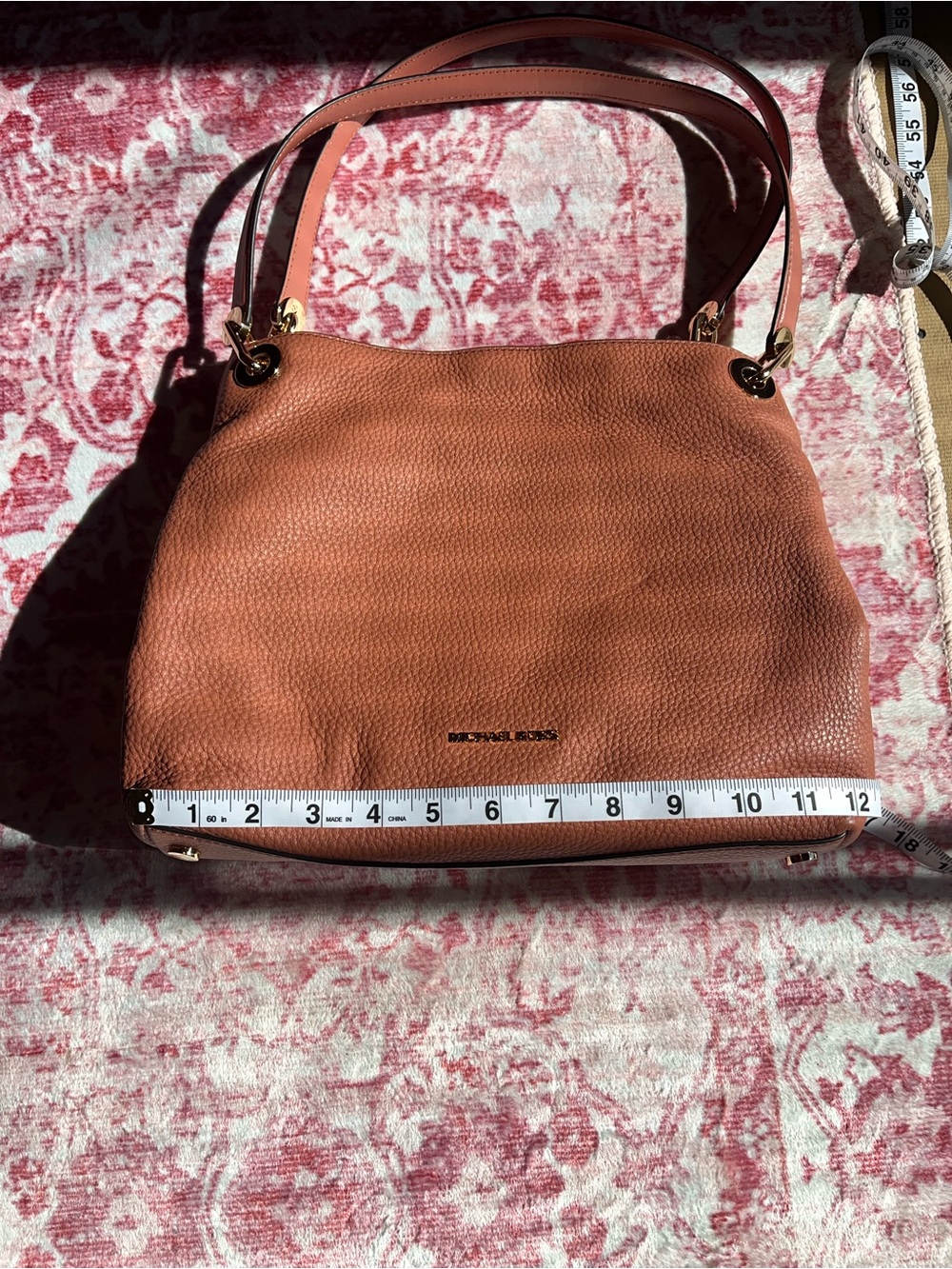 MICHAEL KORS Pebble Leather Triple Compartment RAVEN Shoulder Bag Gold Hardware - Picture 7 of 14
